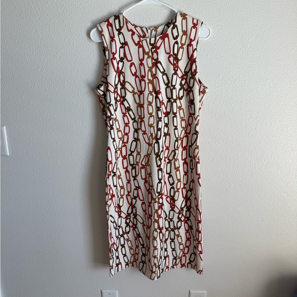 J McLaughlin Devon Crew Print Chainlink Shift Dress Knee Length NWT $195 Medium